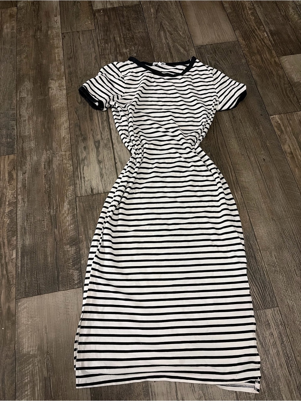 Fashion Nova Black & White Striped Midi Dress
